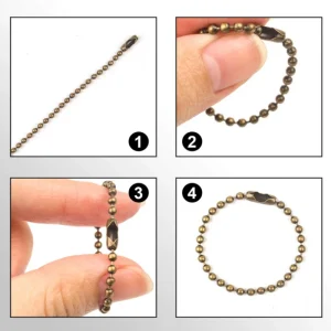 50pcs Metal Ball Bead Chain Extension For DIY Dog Tag Keychain Hand Label Connector Jewelry Finding Making Accessories Supplies