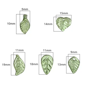 50/100Pcs Acrylic Green Leaf Spacer Charms Beads For DIY Pendant Keychain Necklace Bracelet Jewelry Making Crafts Accessories