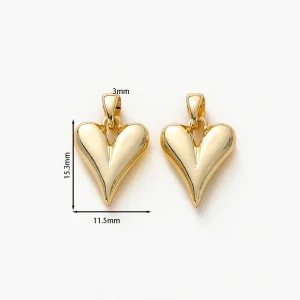 4pcs 18K Gold Plated Small Peach Heart Charms For Jewellery Making DIY Earrings Necklaces Pendant Accessories