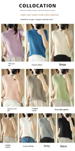 Spring Autumn Women Sweater Casual Warm Bottoming Shirts Mock Neck Basic Knitwear Short Sleeve Pullovers Korean Fashion Jumper